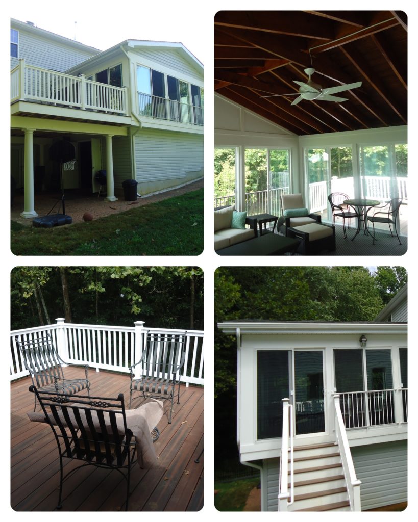 after photos of a newly installed porch and deck at the back of a home